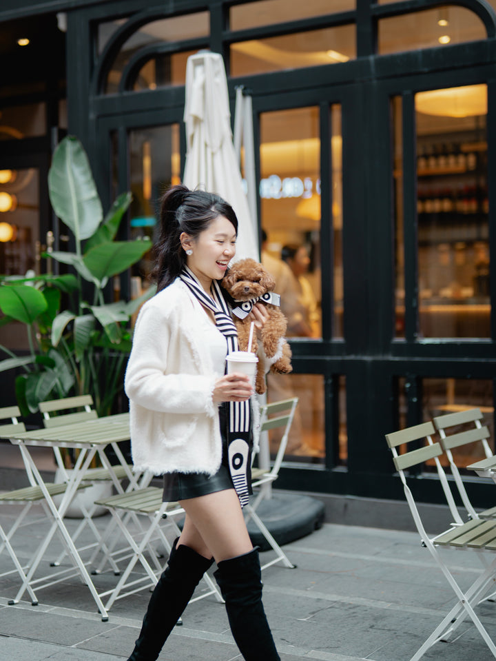 WINTER SCARF - BLACK & WHITE STRIPE