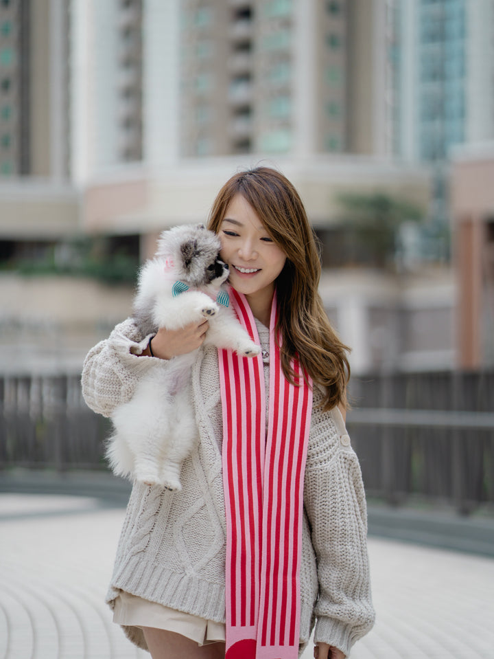 PINK & RED STRIPE PET & HOOMAN MATCHING SCARF