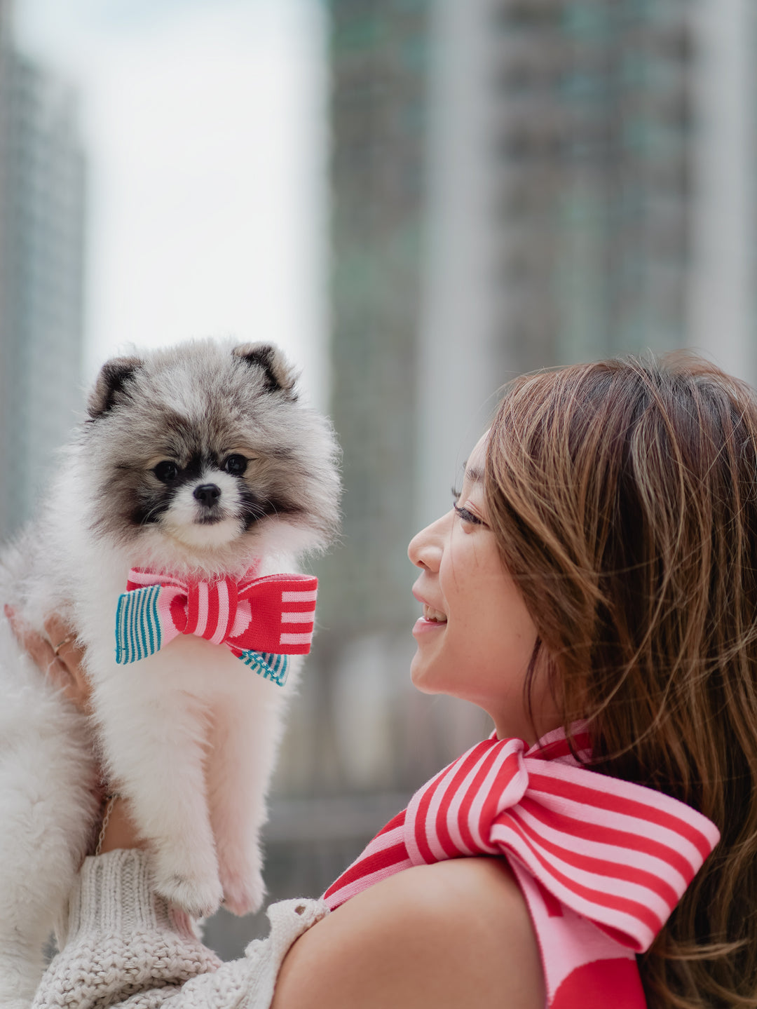 PINK & RED STRIPE PET & HOOMAN MATCHING SCARF