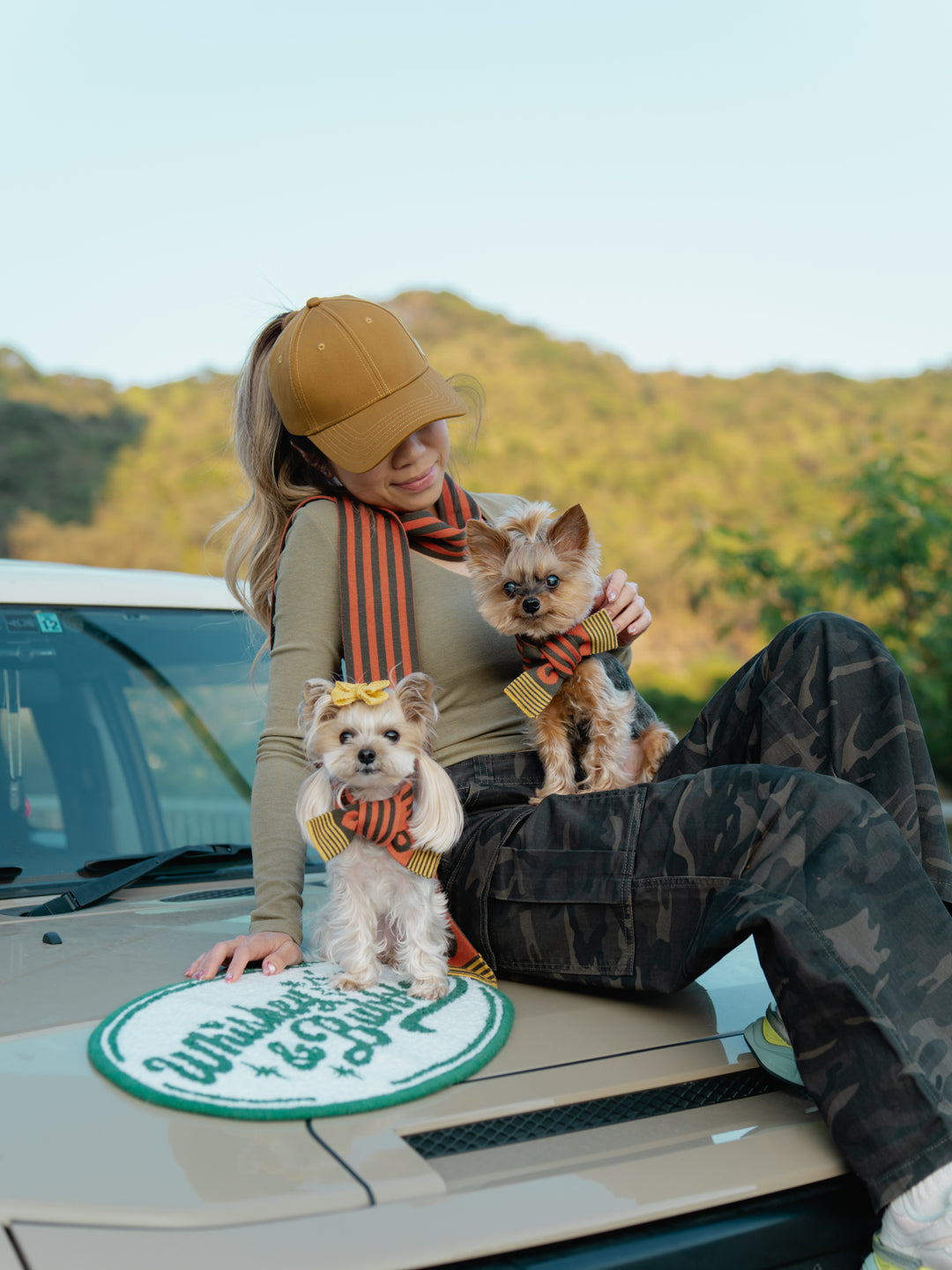 GREEN & ORANGE STRIPE PET AND HOOMAN MATCHING SCARF
