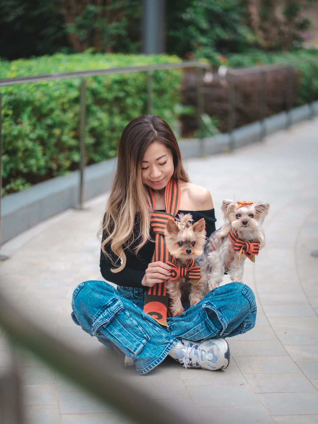 GREEN & ORANGE STRIPE PET AND HOOMAN MATCHING SCARF