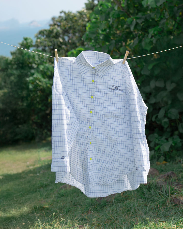 OCEAN GRID LINEN SHIRT