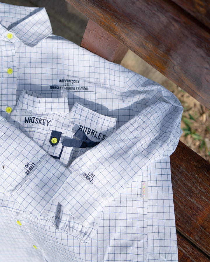 OCEAN GRID LINEN SHIRT