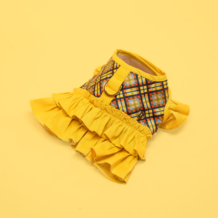 Ruffle Harness - Yellow Tartan