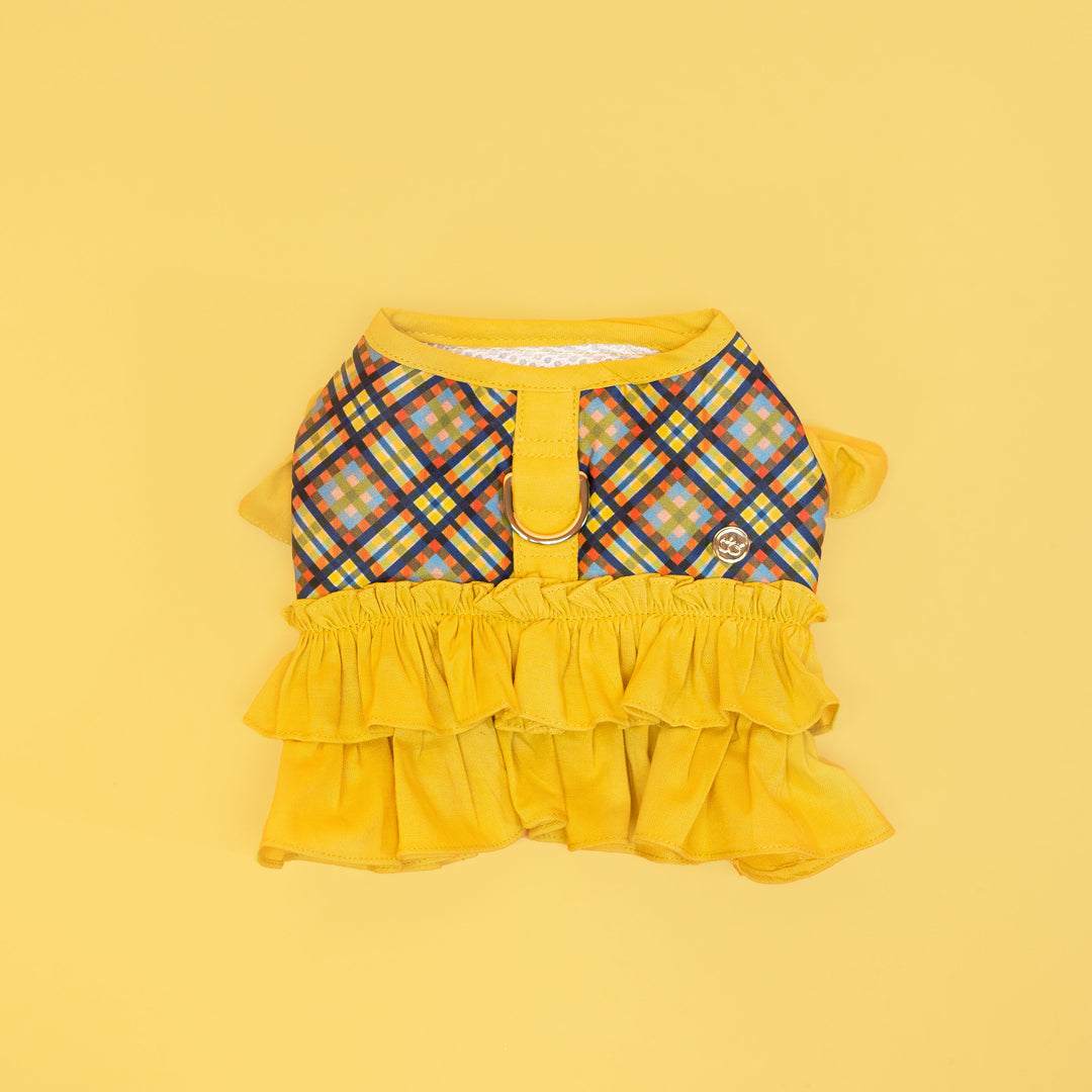 Ruffle Harness - Yellow Tartan