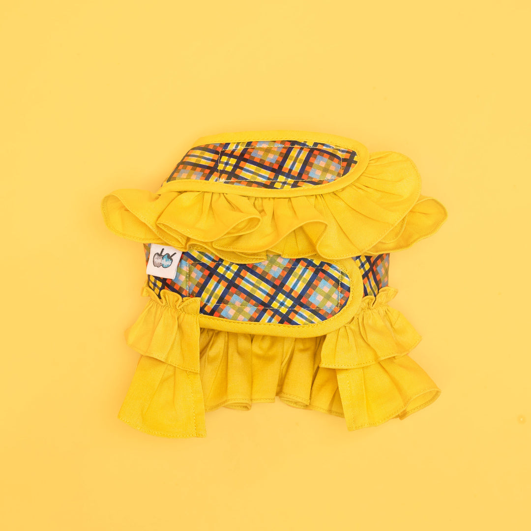 Ruffle Harness - Yellow Tartan