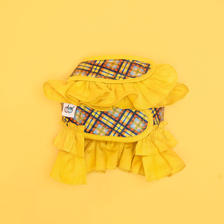 Ruffle Harness - Yellow Tartan