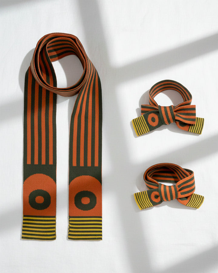 GREEN & ORANGE STRIPE PET AND HOOMAN MATCHING SCARF