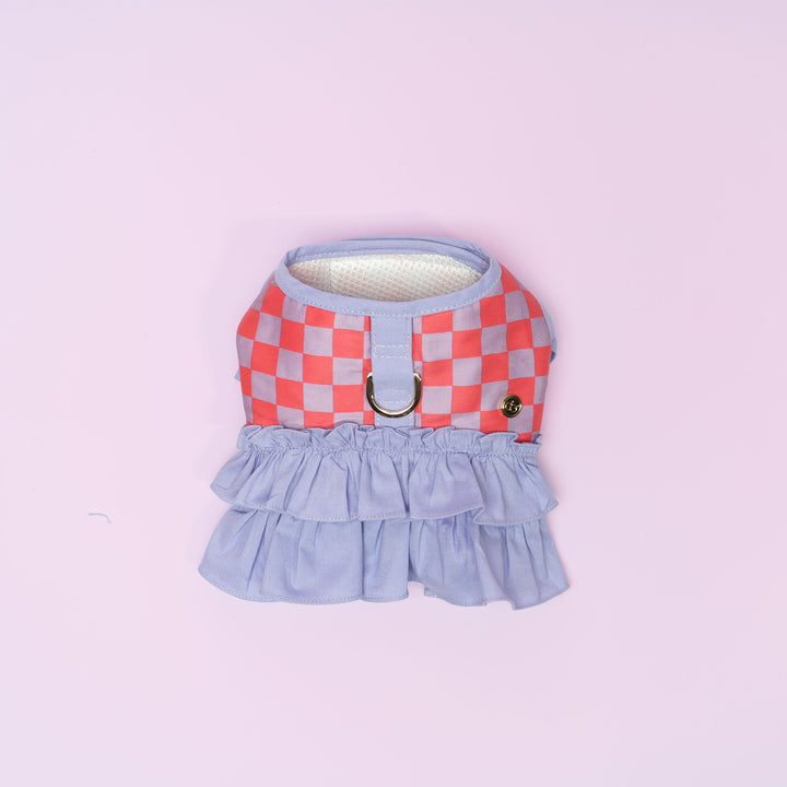 Ruffle Harness - Purple Checker